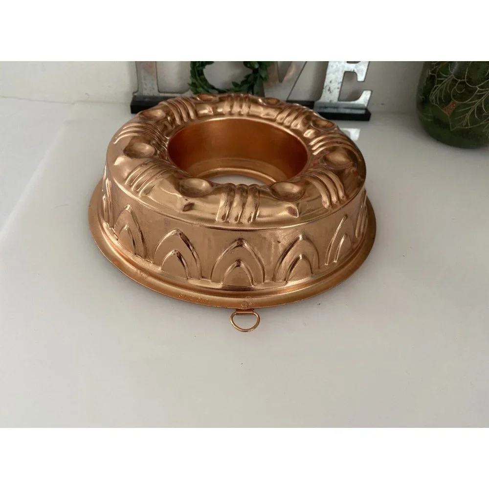 Vintage Mid Century Mirro USA 3 1/2 Cup Gelatin Mold Copper Rose Gold Tone EUC‎